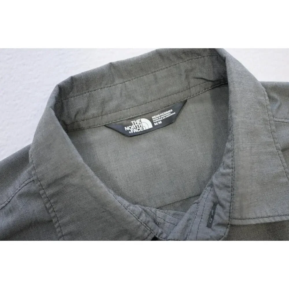 North Face Button Up Camp Shirt Casual Gray Hiking‎ Outdoors Mens Size Medium